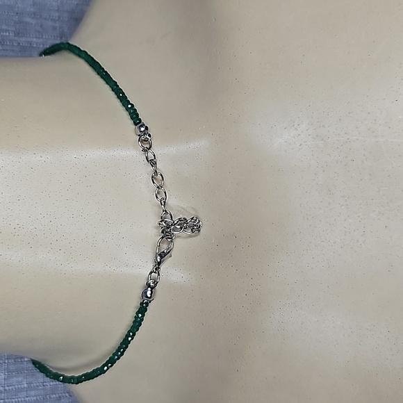 GREEN BEADED CHOKER WITH FAUX PEARL - Picture 3 of 5